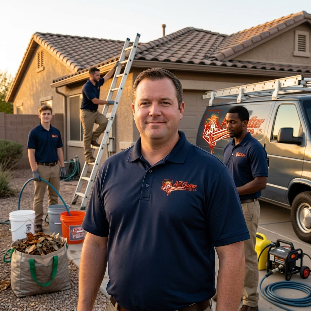 gutter work underway on a desert street