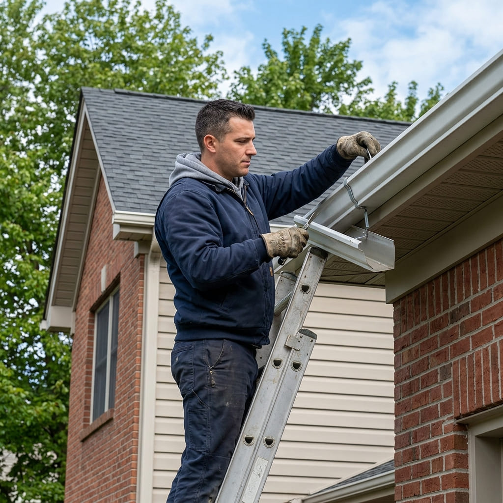gutter repair — sealing a leaking seam
