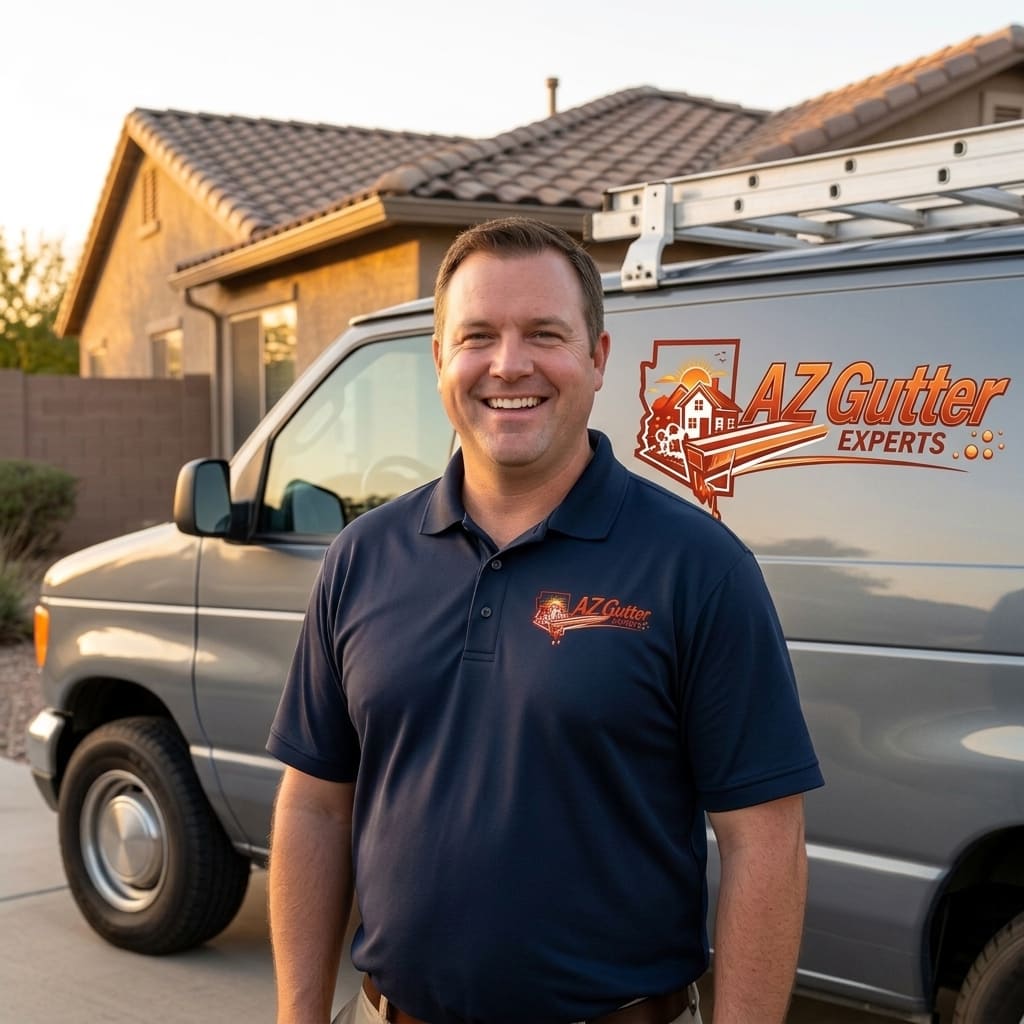 seamless gutter install — Arizona home